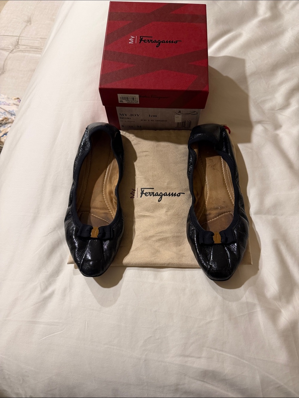 Salvatore Ferragamo My Joy Ballerina Flat Black Flats US 8.5 M